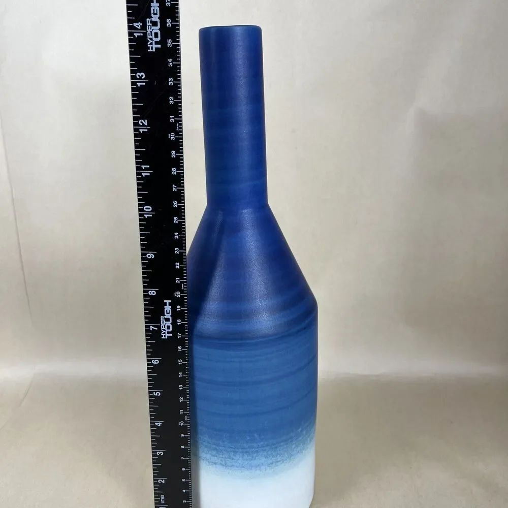 Blue White Pottery Vase Made In‎ Thailand  14” H